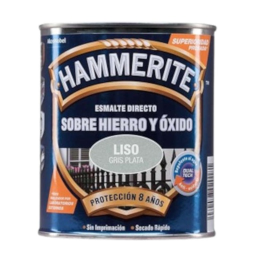 [001597-5095246] HAMMERITE LISO BRILLANTE - GRIS PLATA - 250 ML